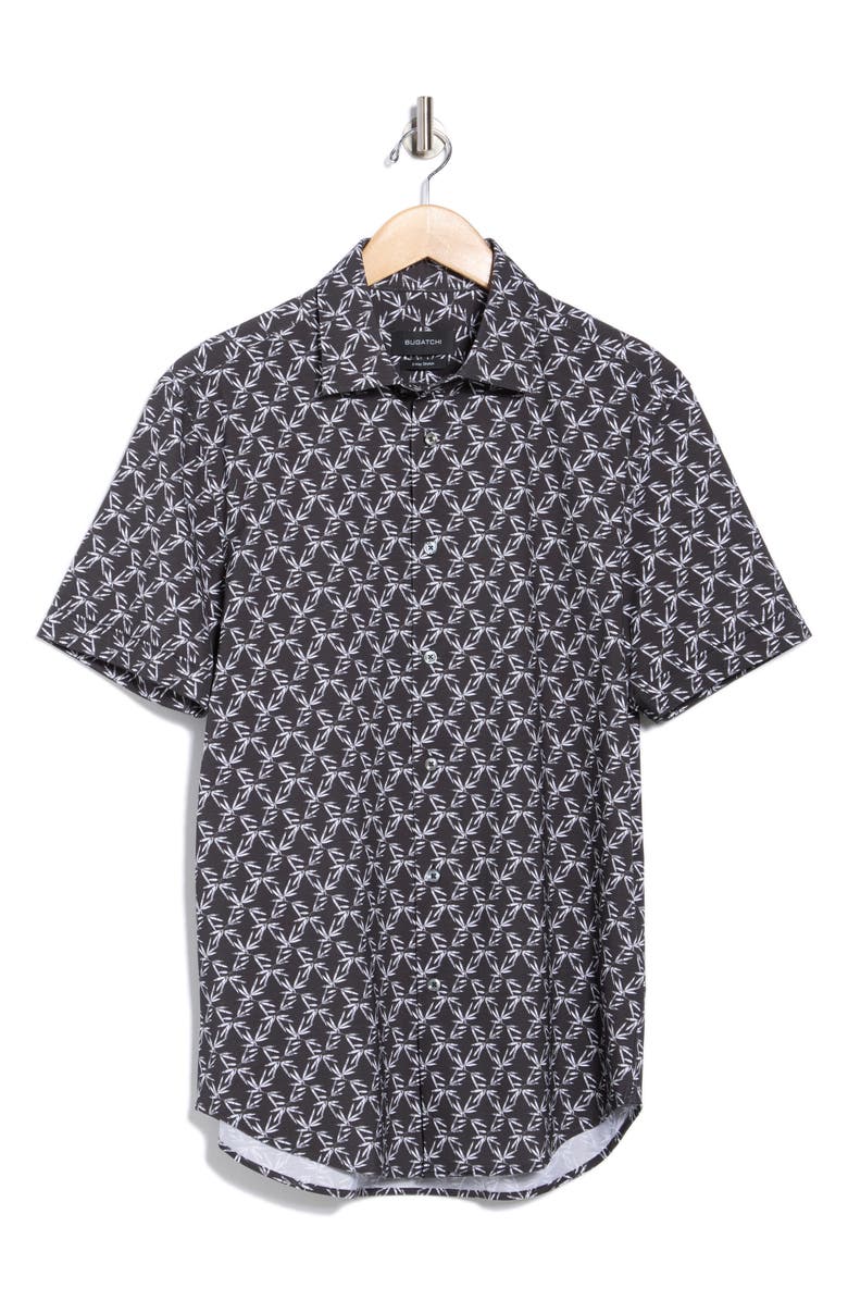 Bugatchi Stretch Cotton Button-Up Shirt, Alternate, color, Black
