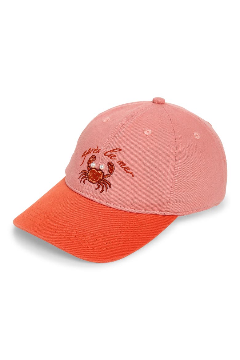 Embroidered Baseball Cap, Main, color, RED APRES LA MER