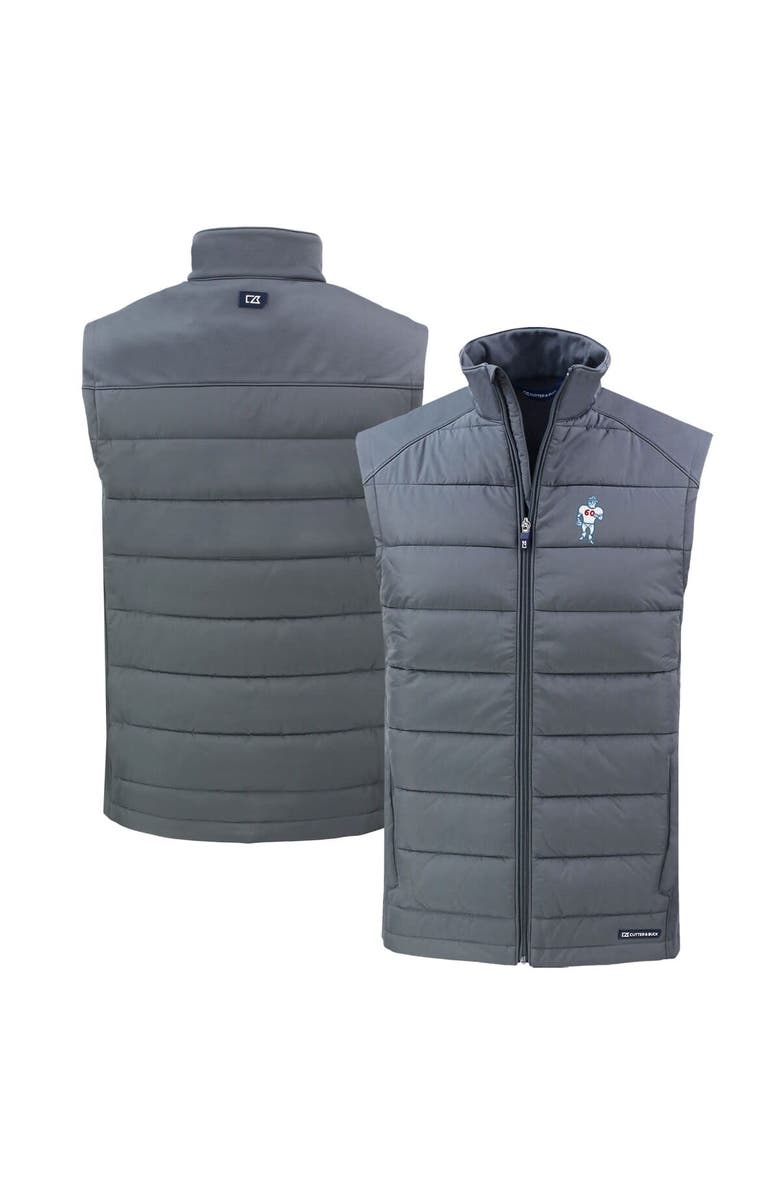 Cutter & Buck Men's Cutter & Buck Gray Houston Oilers Throwback Evoke Hybrid Eco Softshell Recycled Full-Zip Vest, Main, color, 