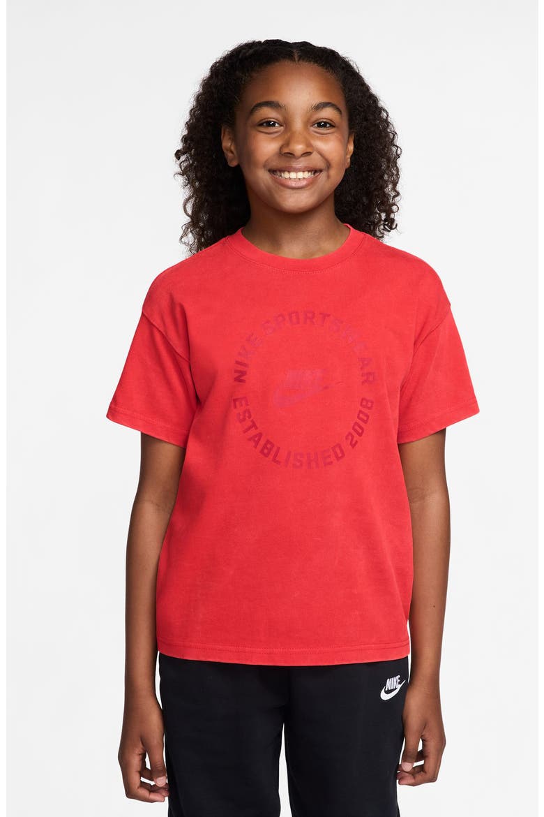 Kids' Sportswear Logo Graphic T-Shirt, Main, color, LIGHT CRIMSON