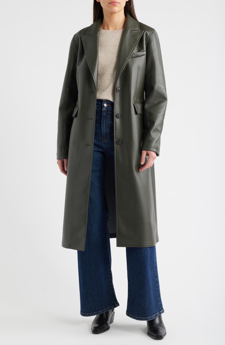 Bernardo Longline Faux Leather Coat, Alternate, color, Grey / Heather Grey