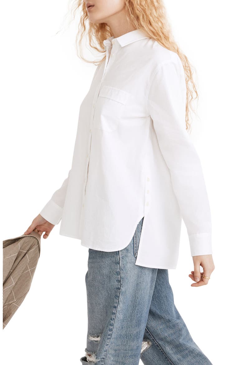 Oversize Ex-Boyfriend Button-Up Shirt, Alternate, color, EYELET WHITE