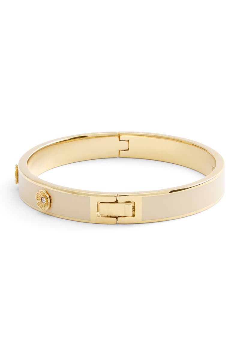 COACH Tea Rose Enamel Hinged Bangle Bracelet, Main, color,