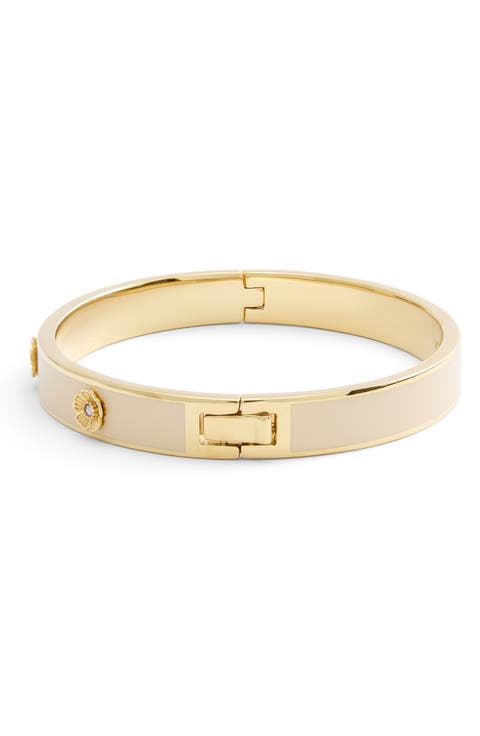 Tea Rose Enamel Hinged Bangle Bracelet