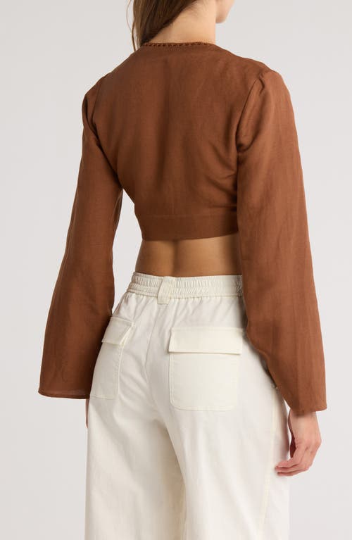Simkhai Hailey Wrap Crop Top In Brown