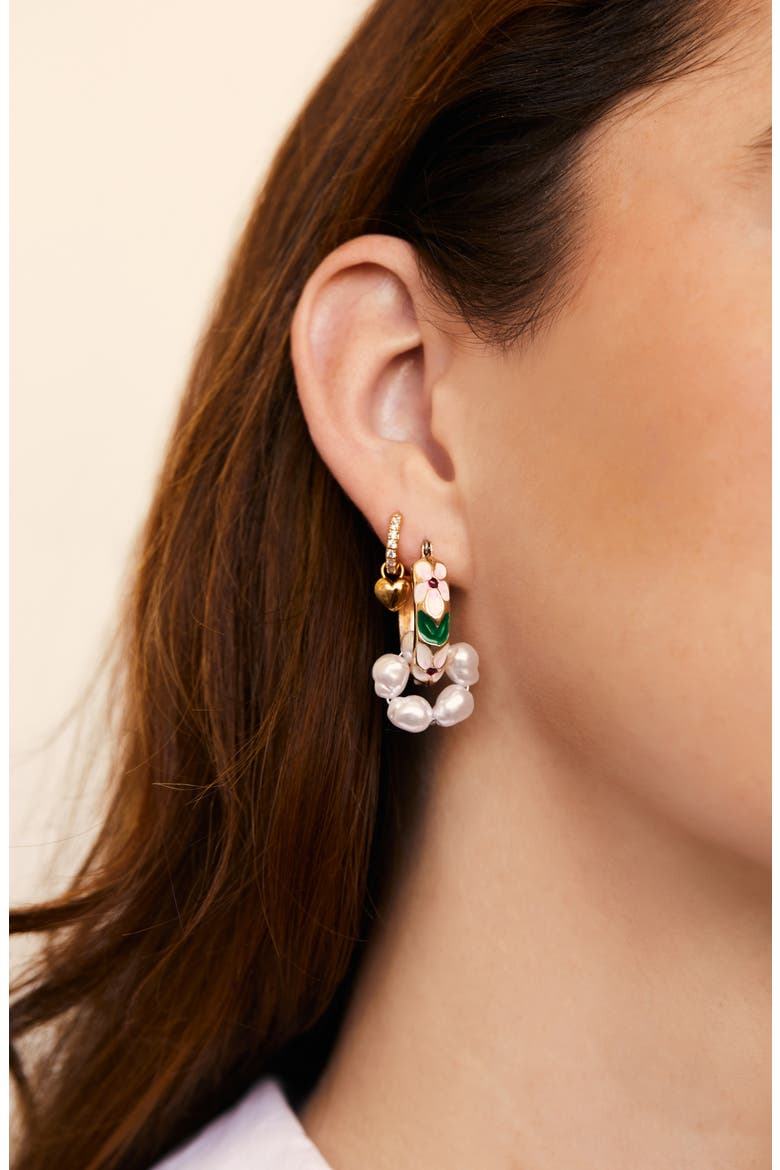 Baroque Imitation Pearl Earrings, Alternate, color, GOLD