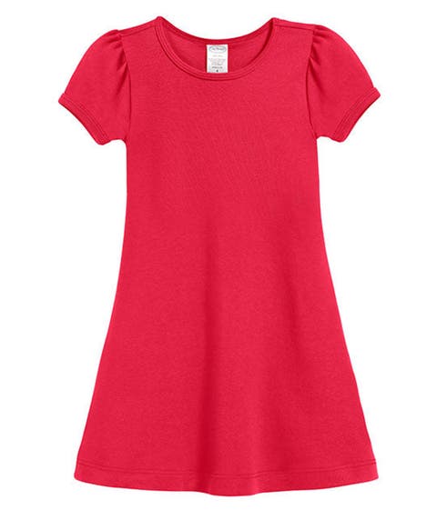 Girls Soft 100% Cotton Puff Short Sleeve Dress