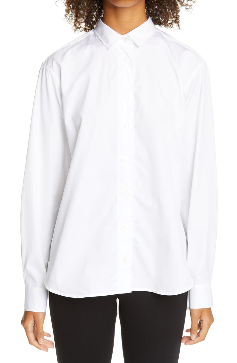 TOTEME Capri Oversize High/Low Cotton Poplin Shirt, Main, color, 