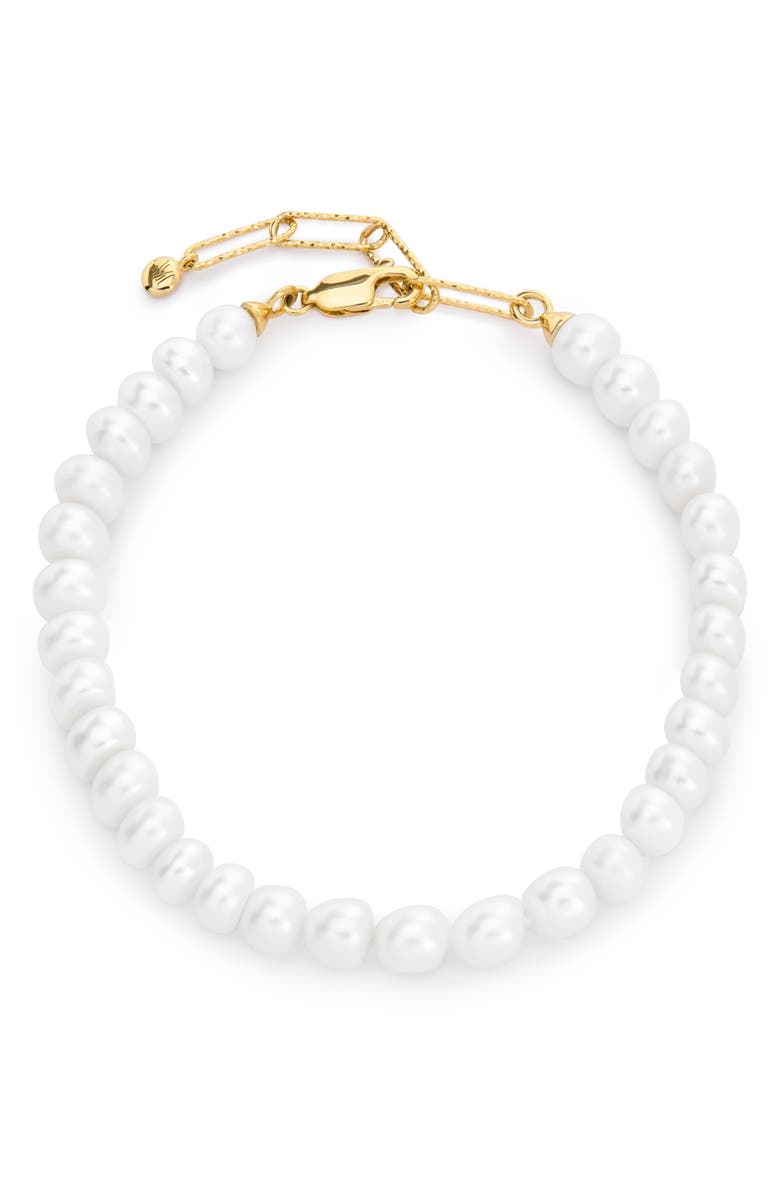 Monica Vinader Nomade Genuine Freshwater Pearl Bracelet, Main, color, 18K Gold Vermeil / Pearl