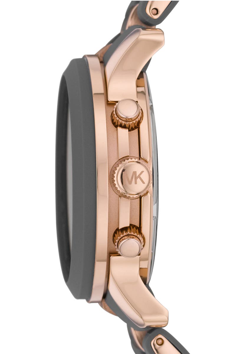 MICHAEL Michael Kors Michael Kors 'Silicone Runway' Rose Gold Chronograph Watch, Alternate, color, 