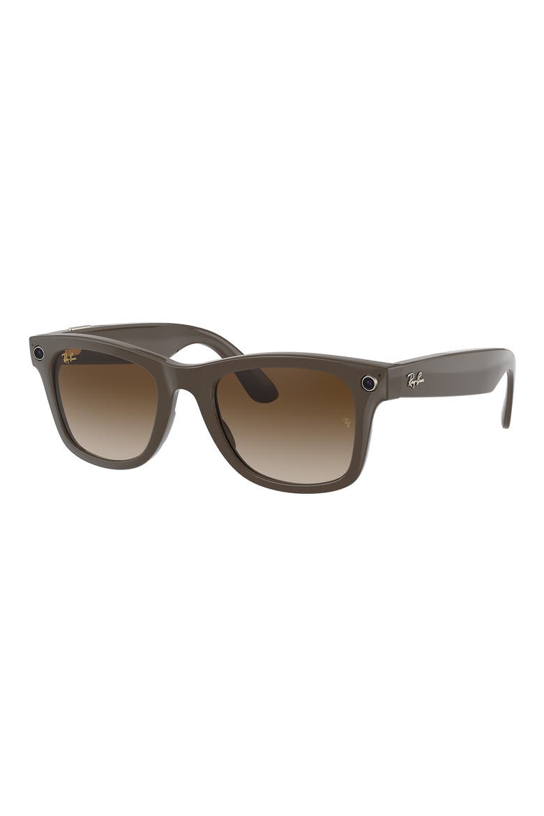 Stories Wayfarer 53mm Smart Glasses, Alternate, color, BROWN/ GRADIENT BROWN
