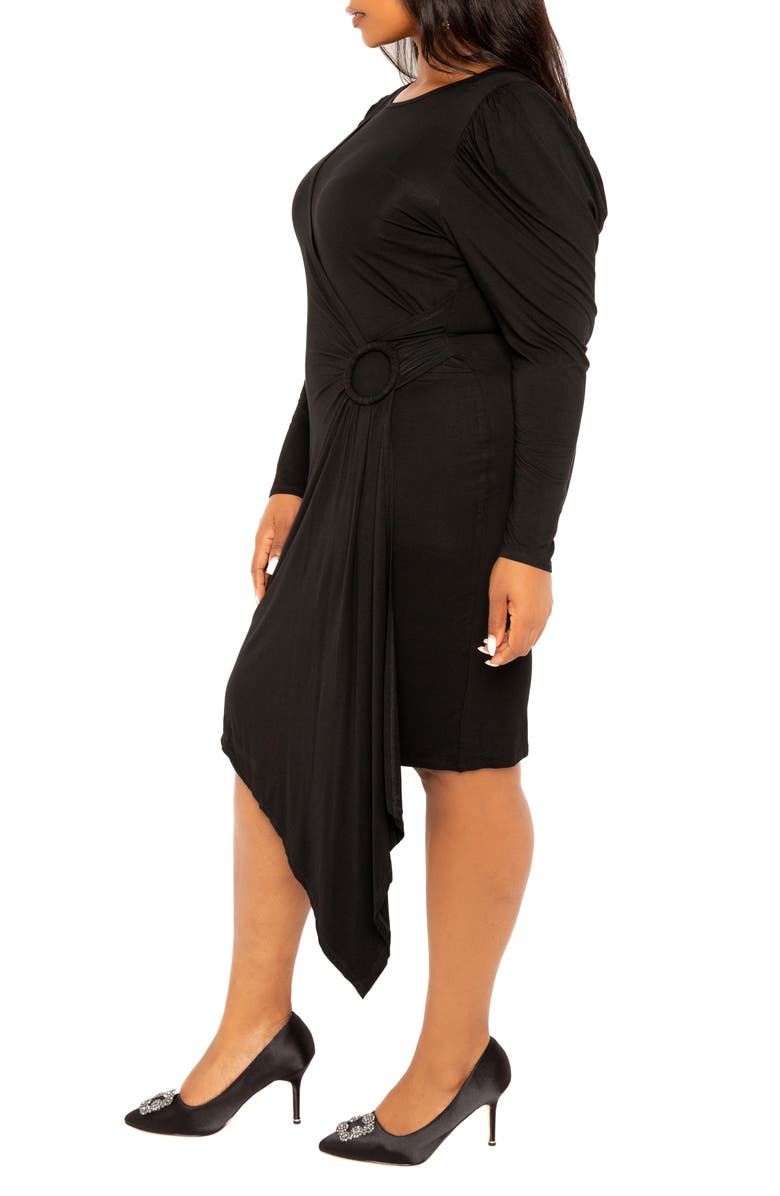 BUXOM COUTURE Asymmetric Long Sleeve Dress, Alternate, color,