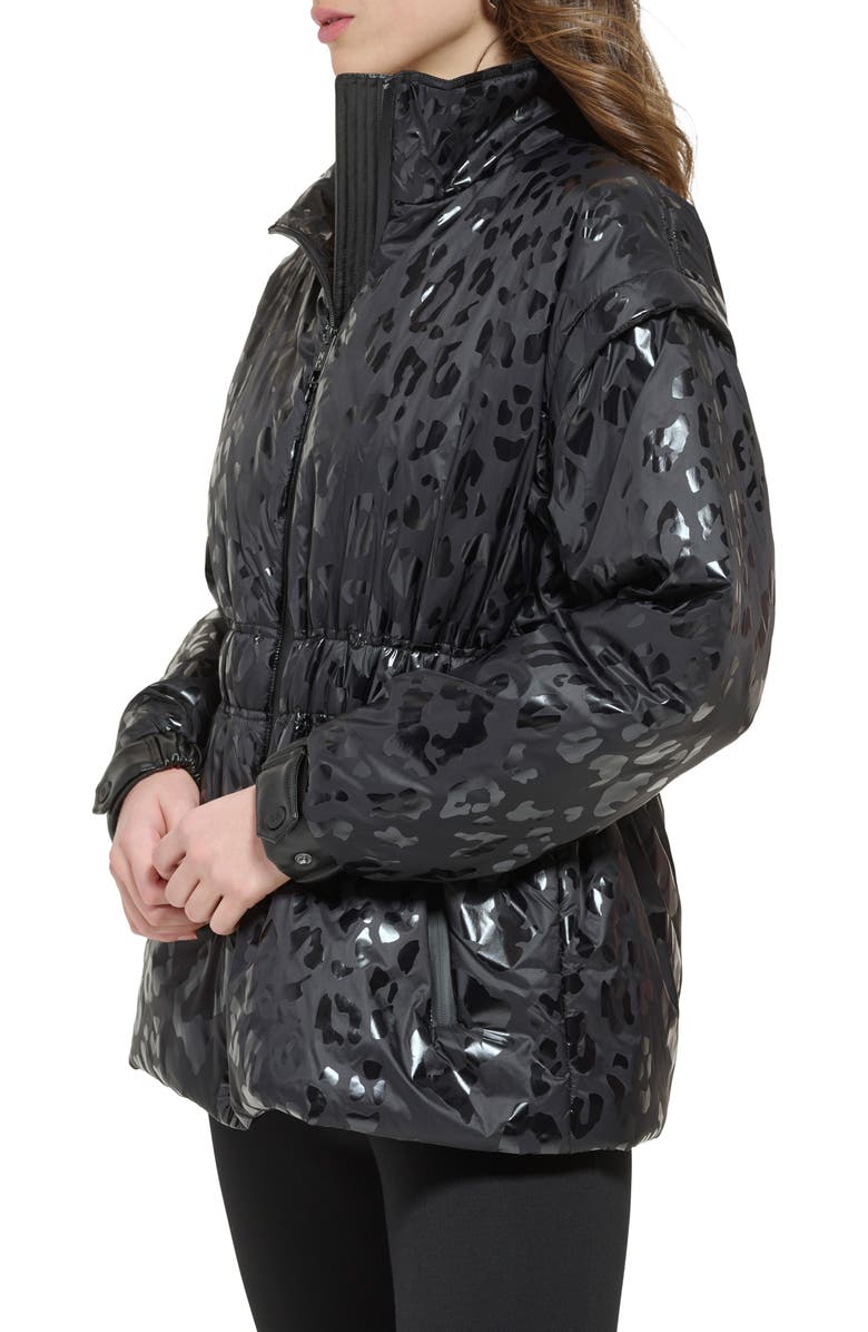 DKNY Allover Animal Print Puffer Jacket, Alternate, color, 