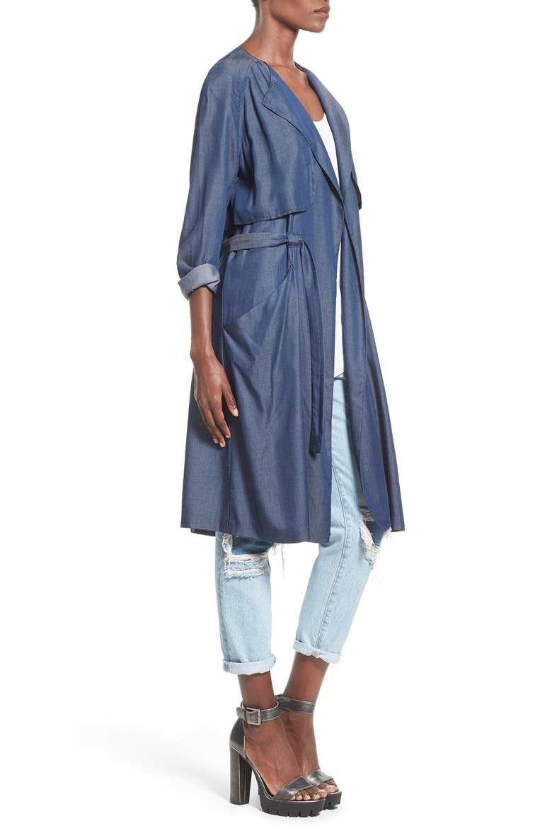 ASTR 'Amy' Trench Coat, Alternate, color, INDIGO BLUE