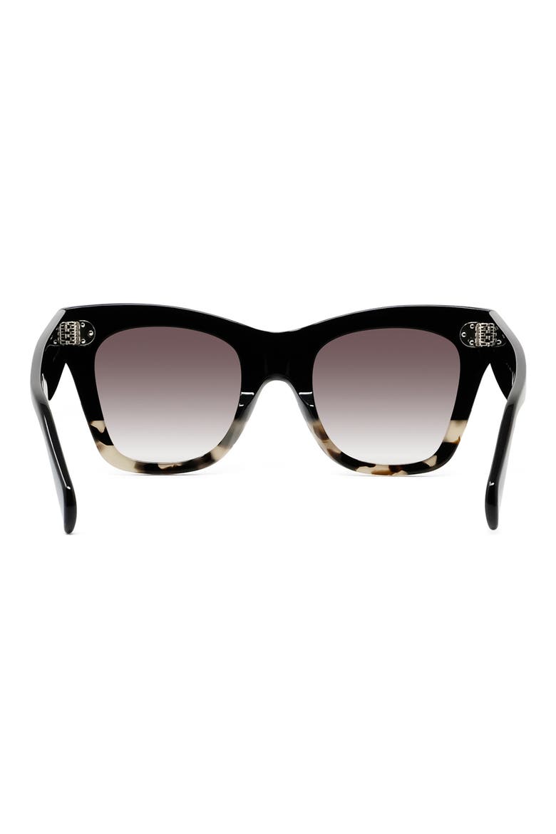 50mm Gradient Bold 3 Dot Cat Eye Sunglasses, Alternate, color, BLACK/ GREY HAVANA/ BROWN