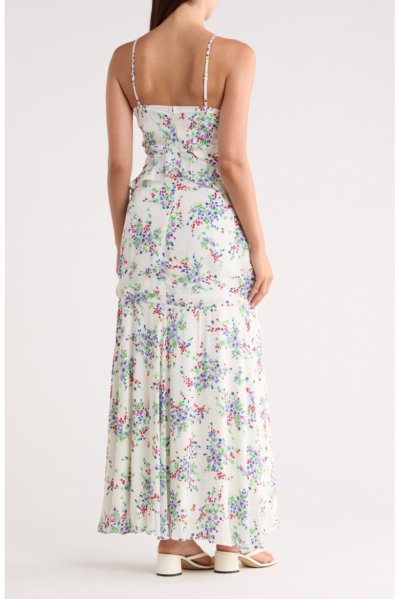 Ruffle V-Neck Maxi Dress, Alternate, color, IVORY/ VIOLET