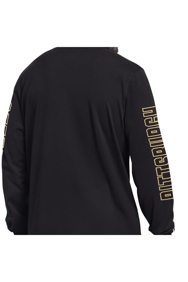 Men's Starter Black Pittsburgh Steelers Clutch Hit II Long-Sleeve T-Shirt, Alternate, color, Black