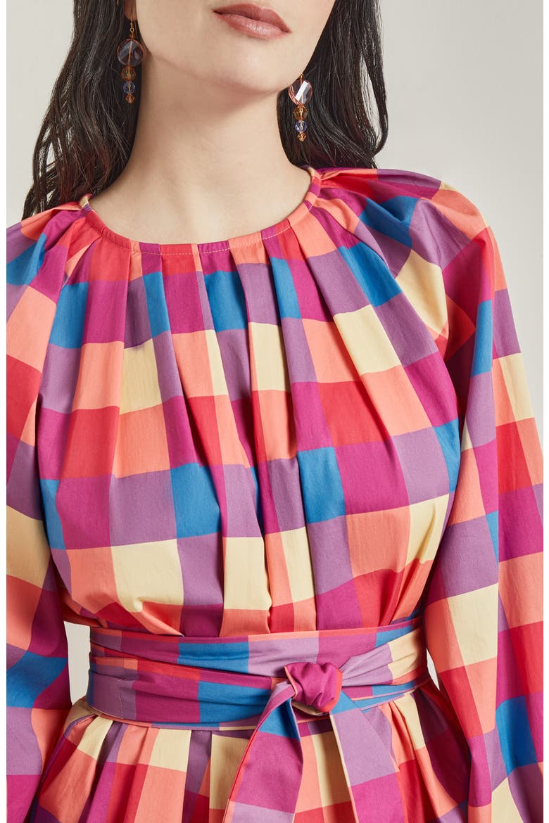 Check Tie Waist Shirt, Alternate, color, RADIANT PINK/ADRIATIC BLU/PARC