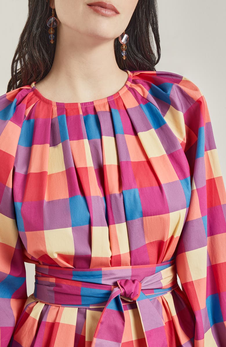 Misook Check Tie Waist Shirt, Alternate, color,