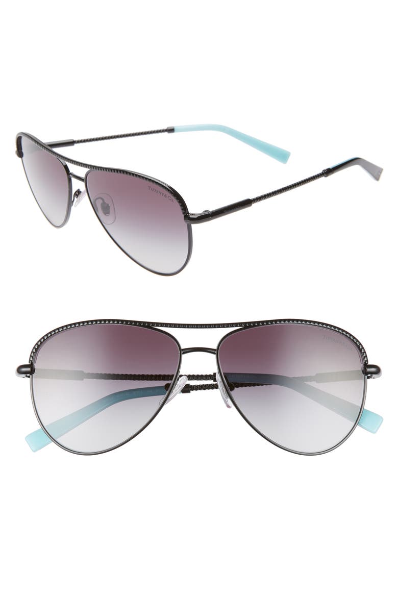 Tiffany & Co 57mm Aviator Sunglasses, Main, color, BLACK GRADIENT