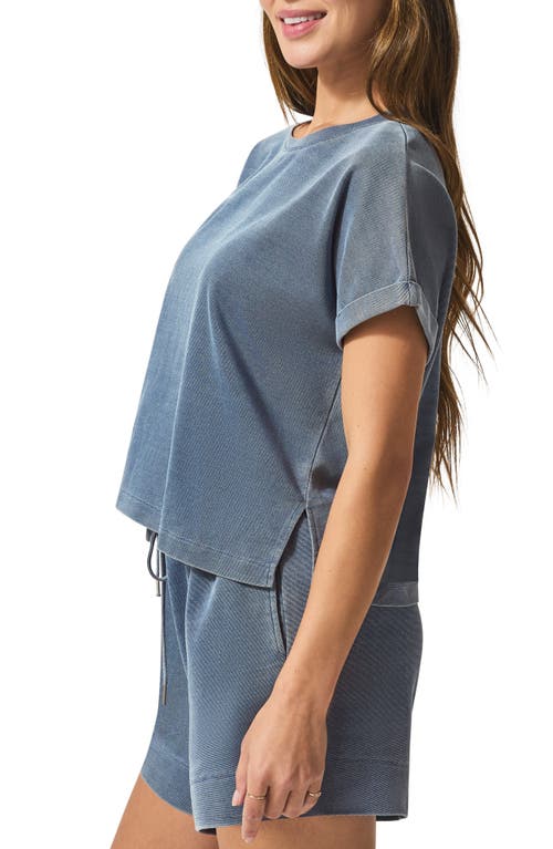 Splendid Indigo Short Sleeve Sweatshirt In Blue