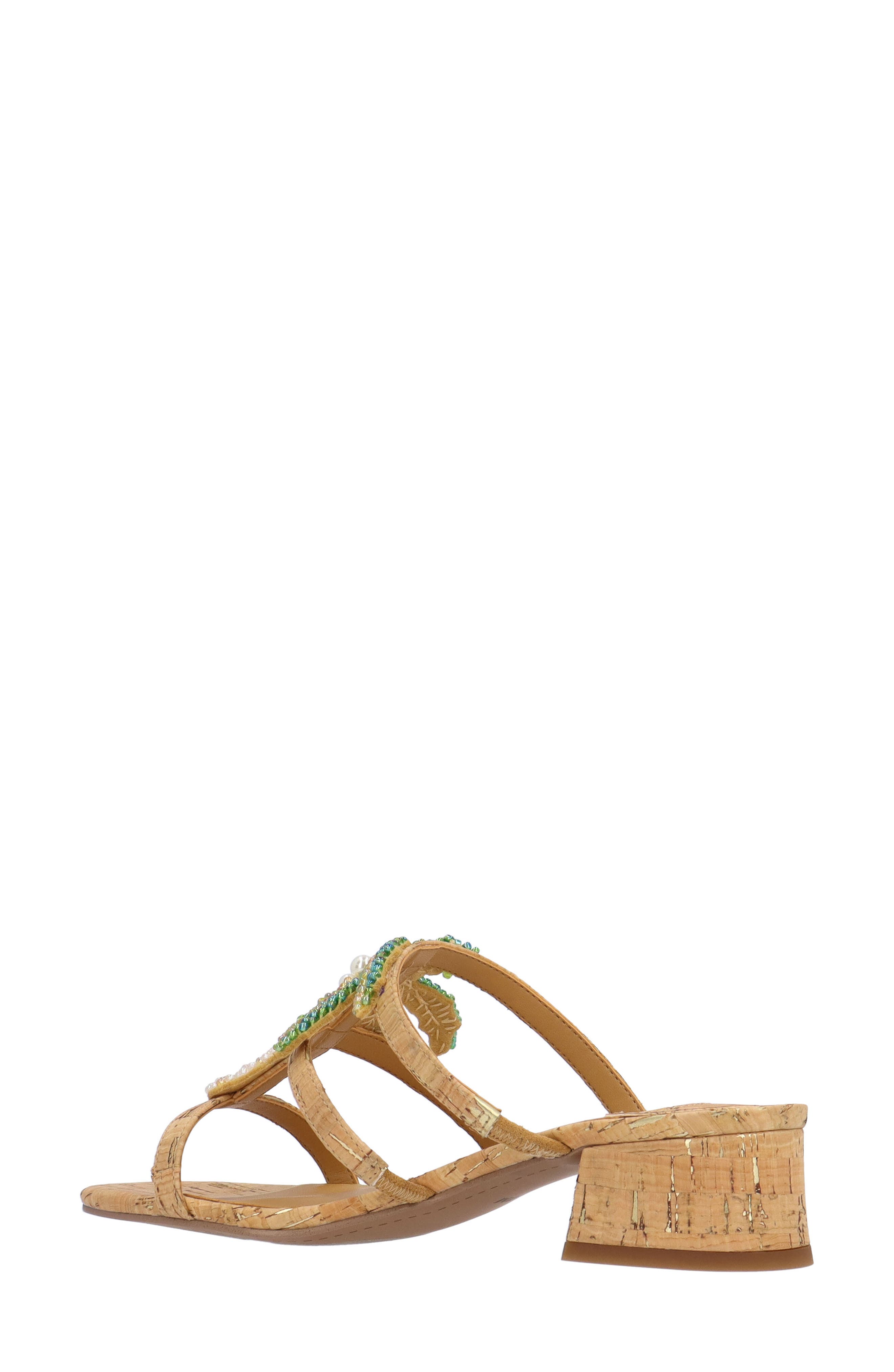 J. Reneé Palmetto Block Heel Sandal, Alternate, color, Natural/ Gold