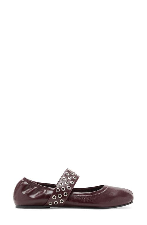 Mango Leather Grommet Strap Toe Detailing Flat Shoes In Burgundy