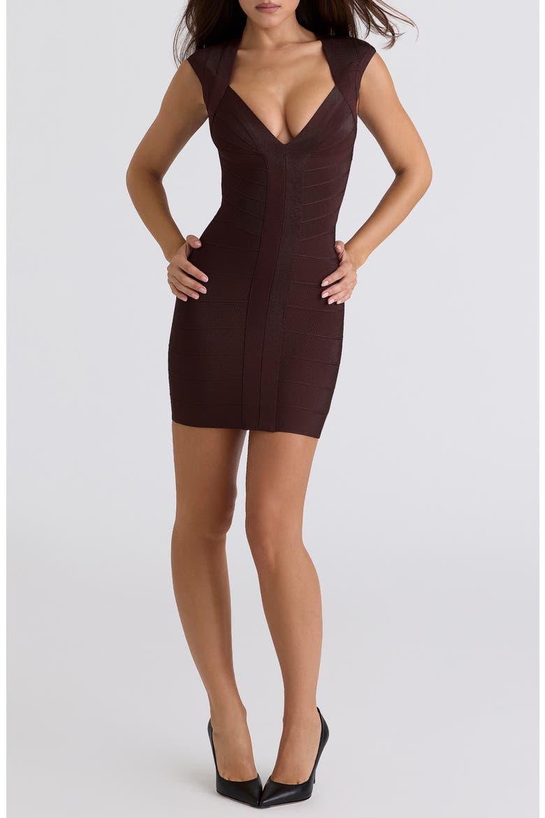 The Icon Bandage Minidress, Main, color, CHOCOLATE