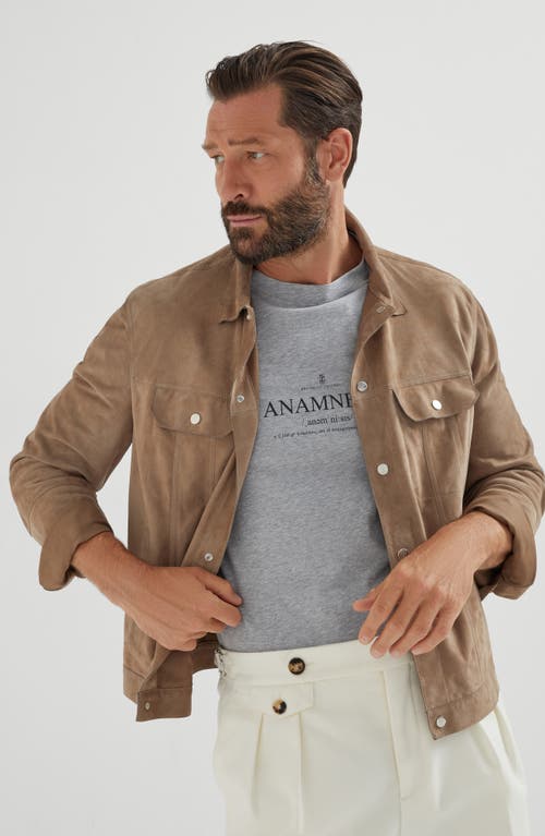 Brunello Cucinelli T-shirt Mit Grafischem Print In Gray