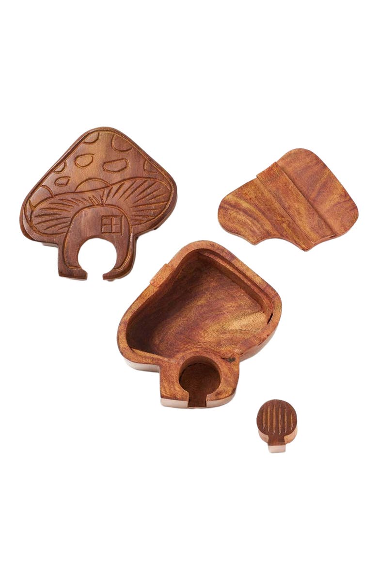 Matr Boomie Mushroom Puzzle Box - Handcrafted Sheesham Wood, Alternate, color, Brown