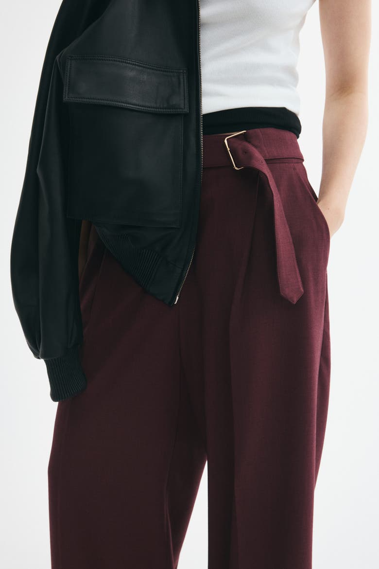Straight-leg Pants With Belt, Alternate, color, Dark purple
