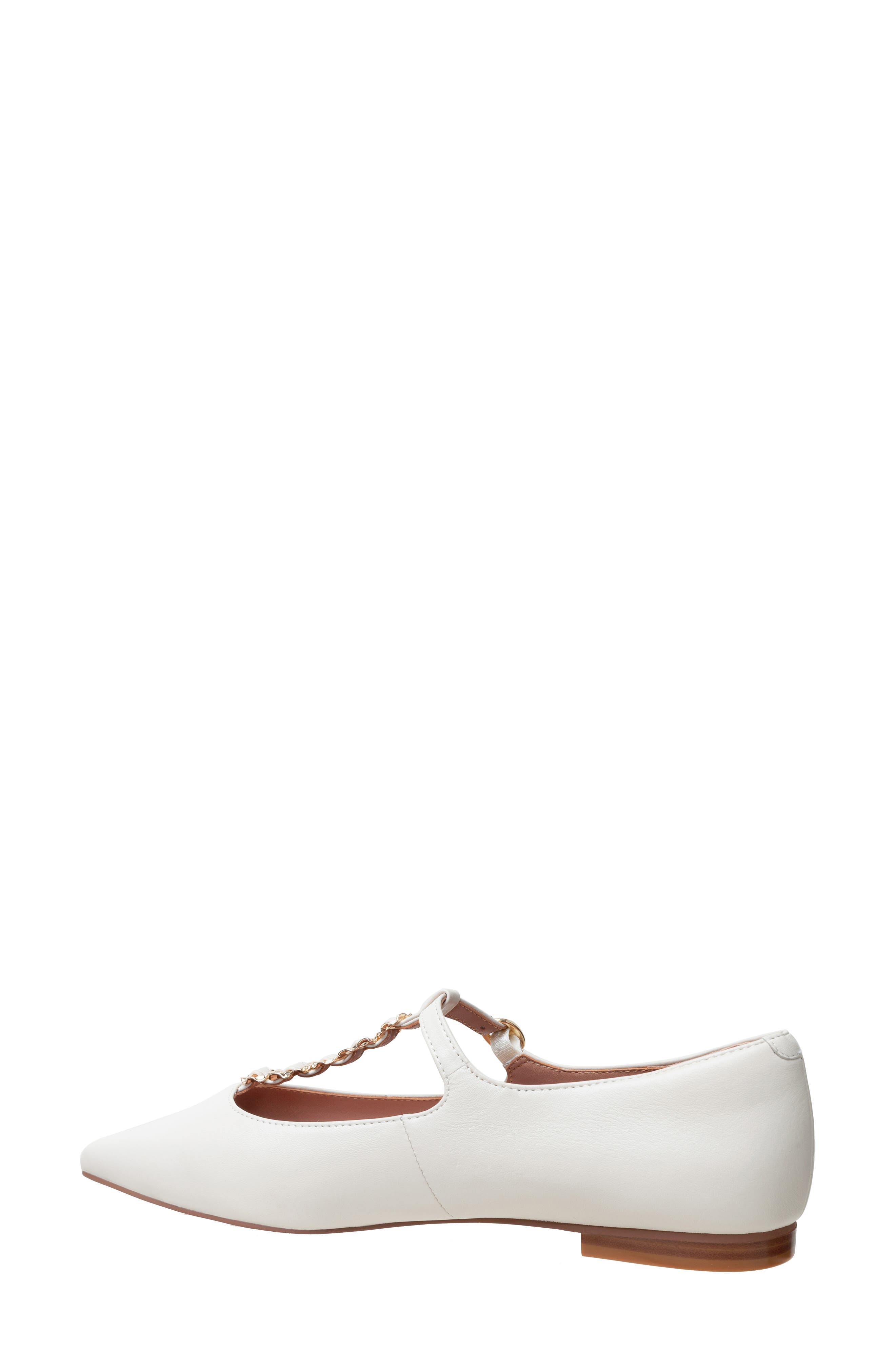 Linea Paolo Corinne Pointed Toe T-Strap Flat, Alternate, color, Ivory