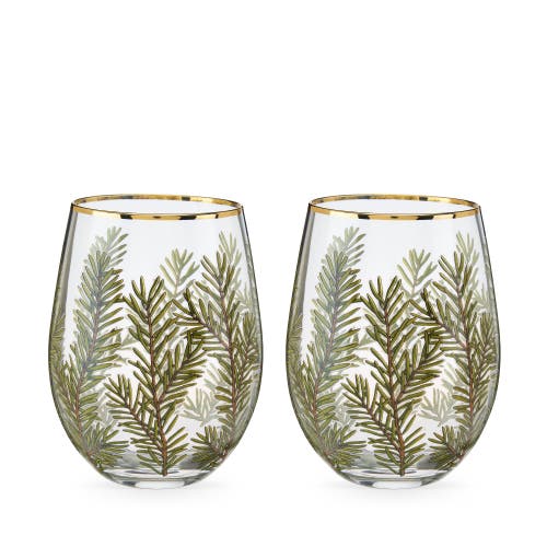 Twine Woodland Stemless Wine Glasses Set Of 2 In Green