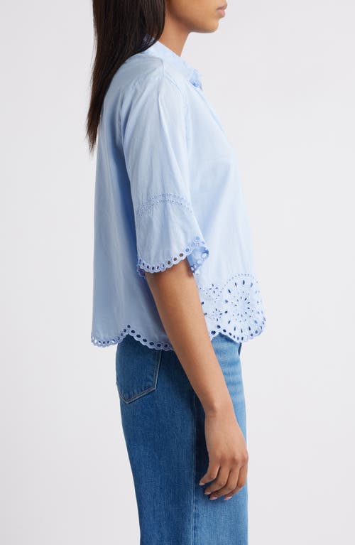 BEACHLUNCHLOUNGE BEACHLUNCHLOUNGE CLO EYELET BORDER BUTTON-UP SHIRT