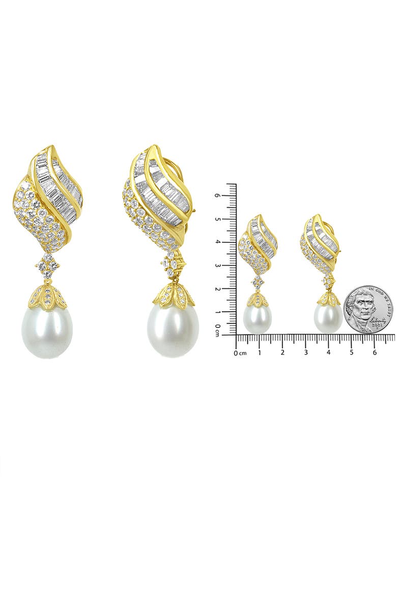 Haus of Brilliance 18k Yellow Gold 7 Cttw Diamond South Sea Pearl Dangle Earring, Alternate, color, Yellow