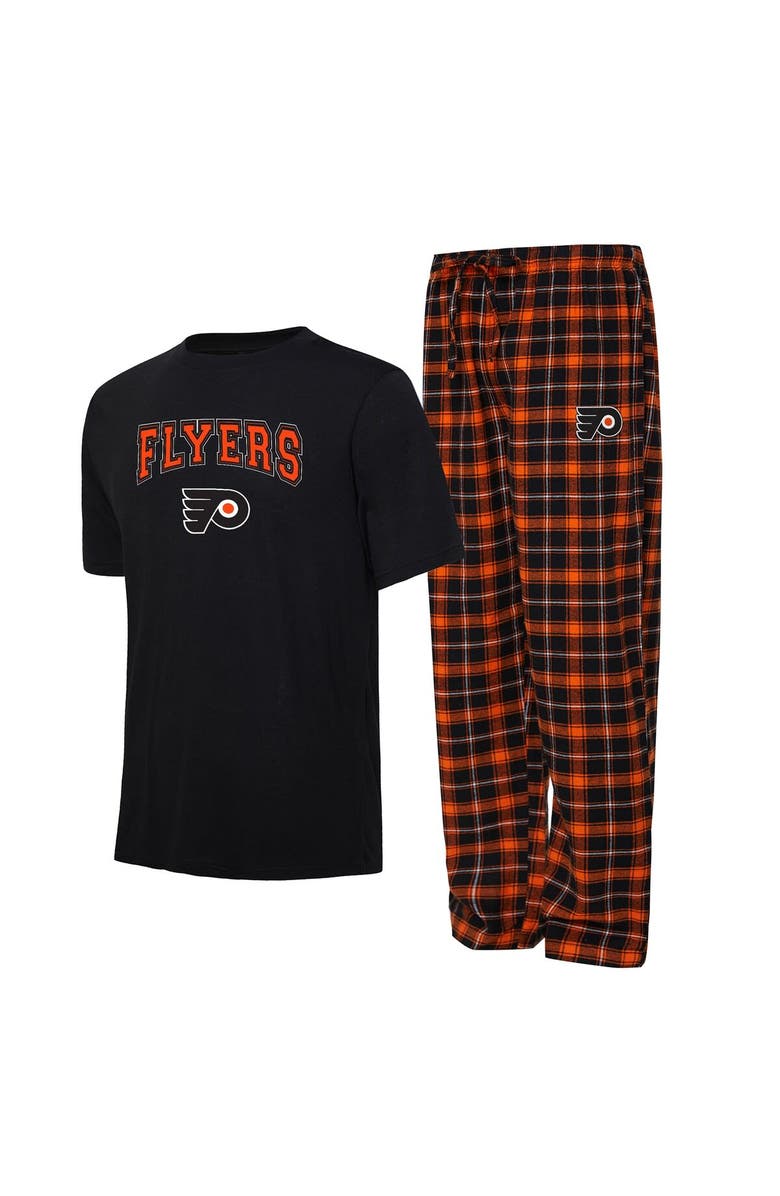 CONCEPTS SPORT Men's Concepts Sport Black/Orange Philadelphia Flyers Arctic T-Shirt & Pajama Pants Sleep Set, Alternate, color,