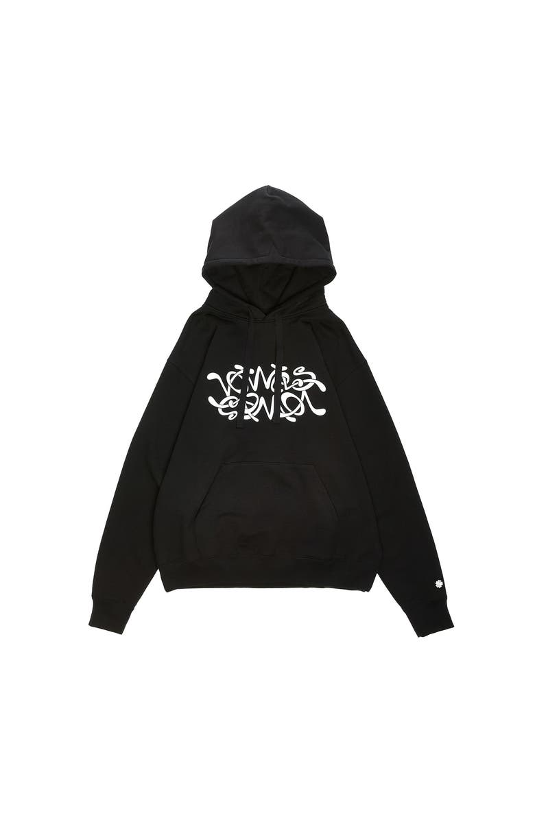 vowels Double Scribble Hoodie, Main, color, Black