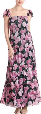 Kimi & Kai Acey Smocked Maternity Maxi Dress