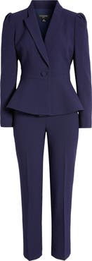 Tahari ASL Peplum Blazer & Tapered Pants Set