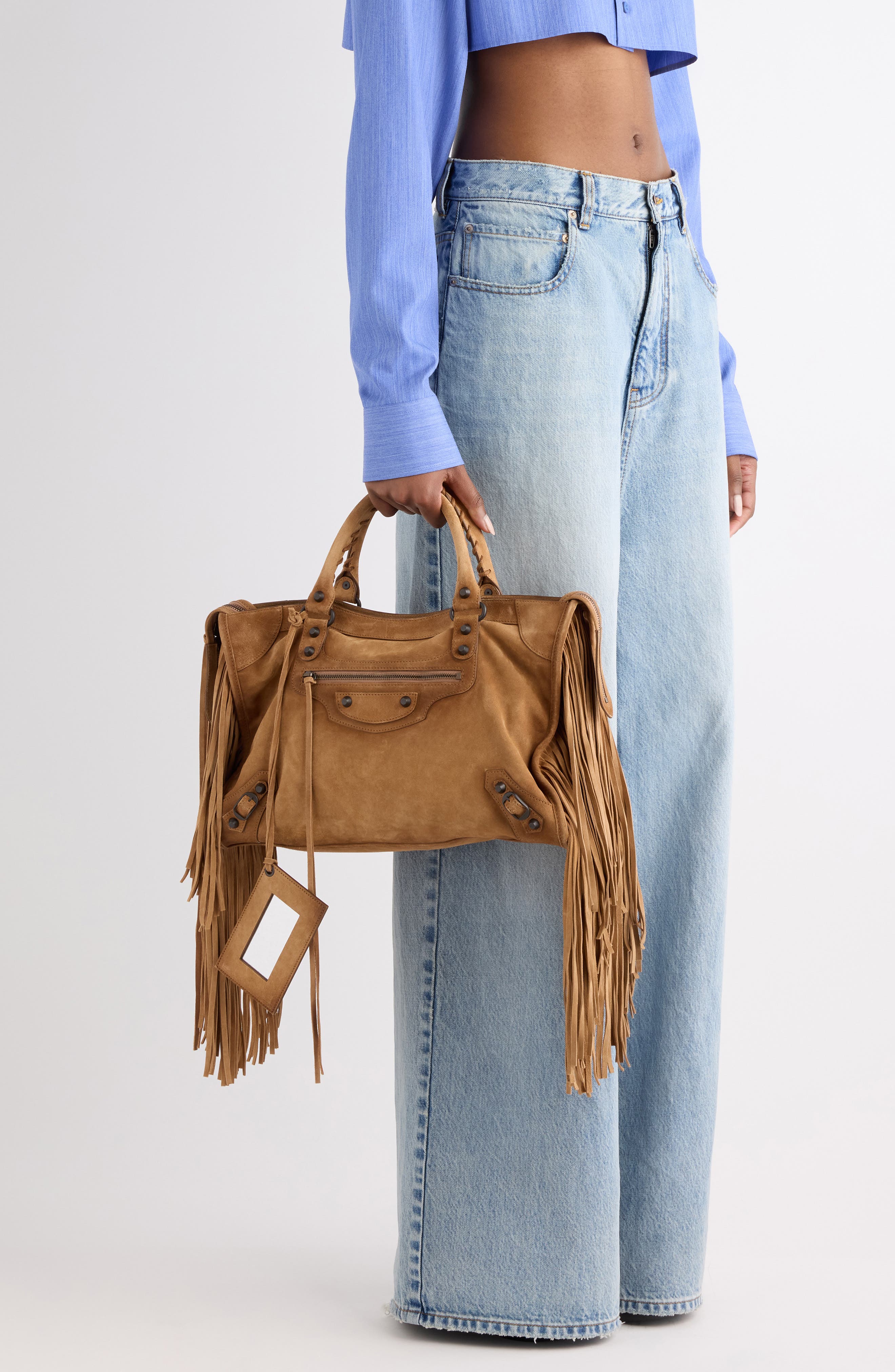 Small Le City Fringe Suede Leather Crossbody Bag, Alternate, color, 2533 CAMEL