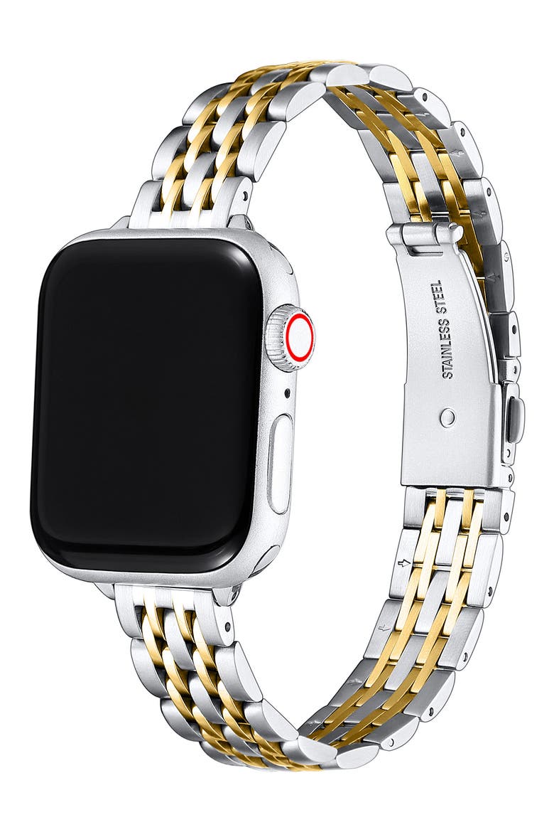 Rainey Skinny Stainless Steel Apple Watch® Watchband, Alternate, color, SILVER/GOLD
