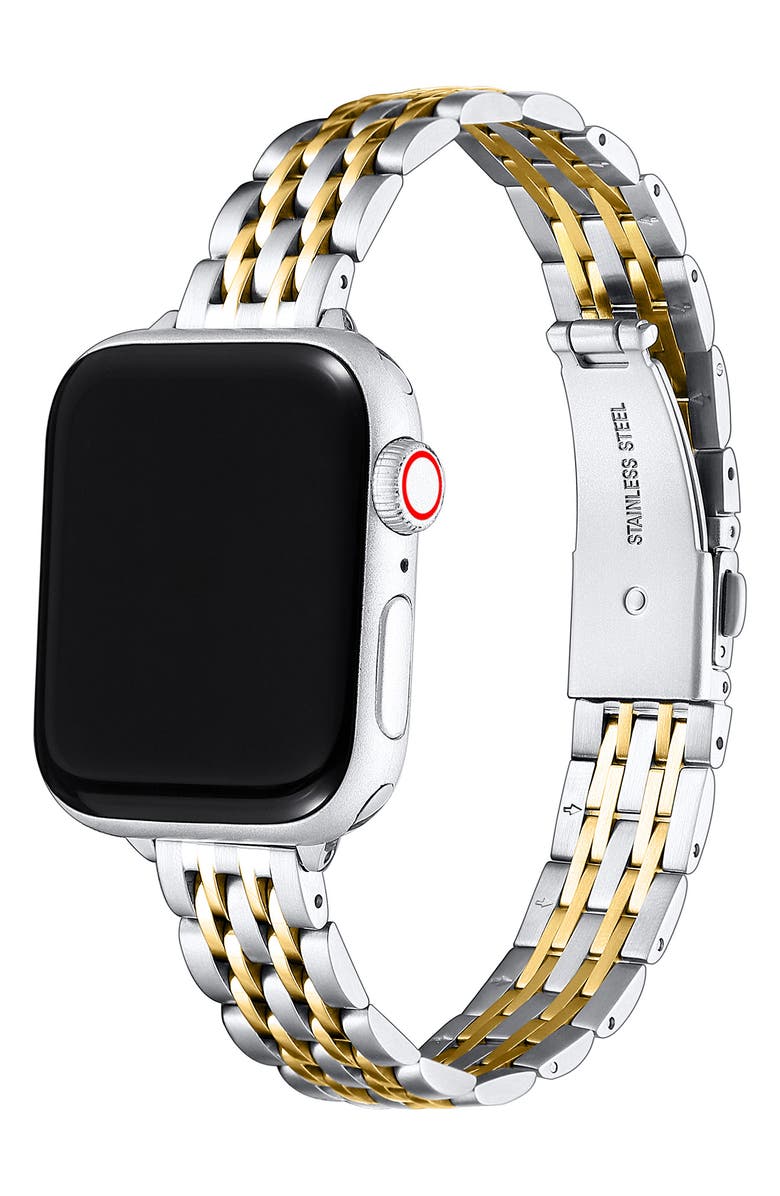 The Posh Tech Rainey Skinny Stainless Steel Apple Watch<sup>®</sup> Watchband, Alternate, color, Silver/Gold