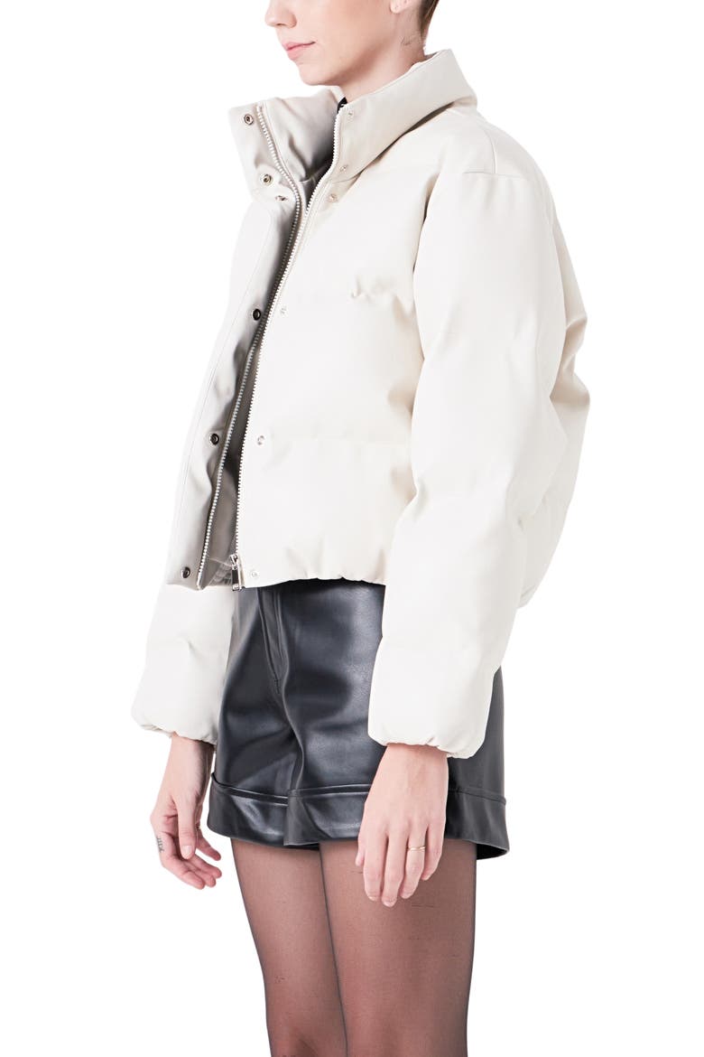 Crop Puffer Jacket, Alternate, color, CREAM