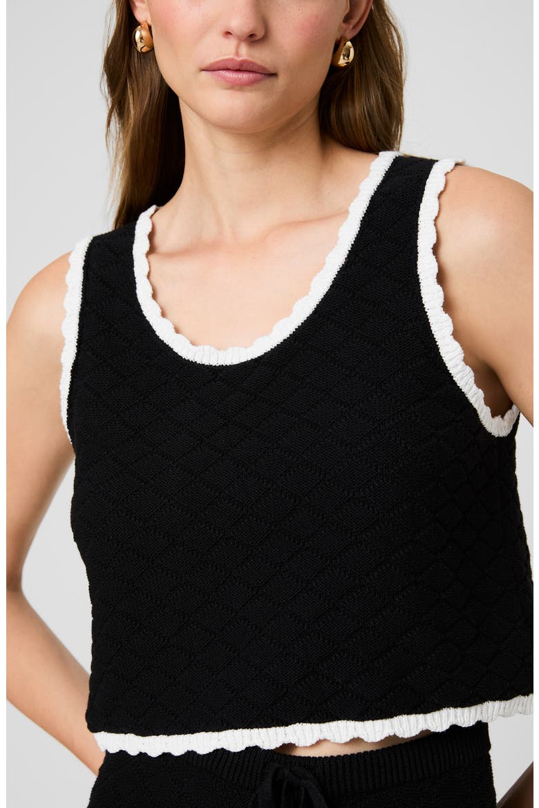 Teddy Diamond Knit Tank, Alternate, color, BLACK-SUMMER WHITE