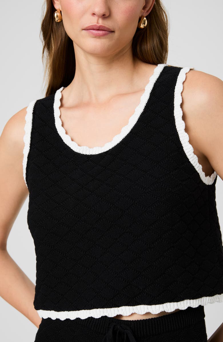 French Connection Teddy Diamond Knit Tank, Alternate, color, Black-Summer White