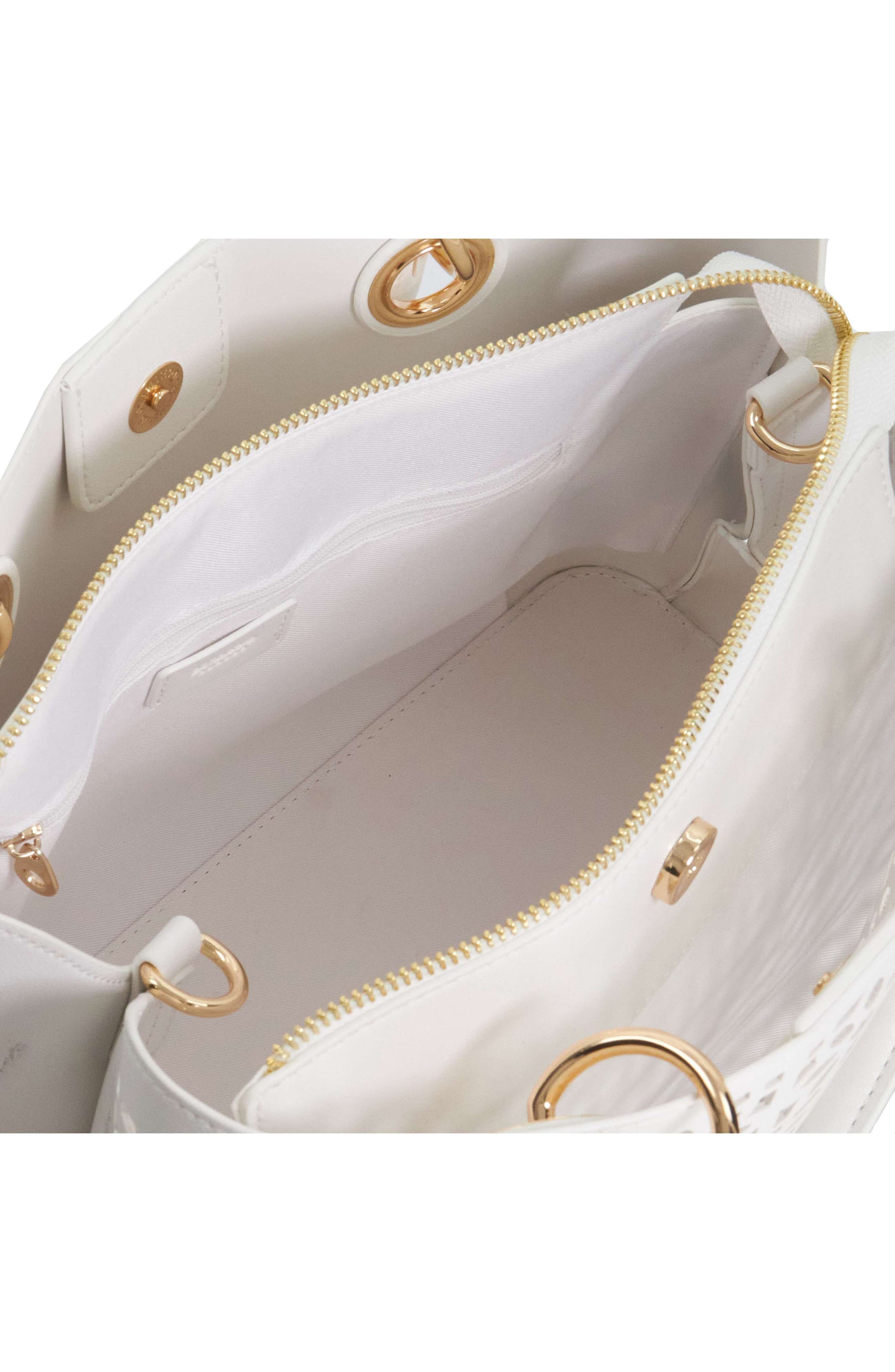 Dune London Delaser Faux Leather Tote, Alternate, color, White