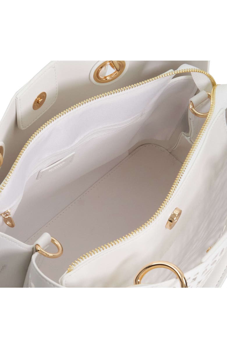 Dune London Delaser Faux Leather Tote, Alternate, color, White