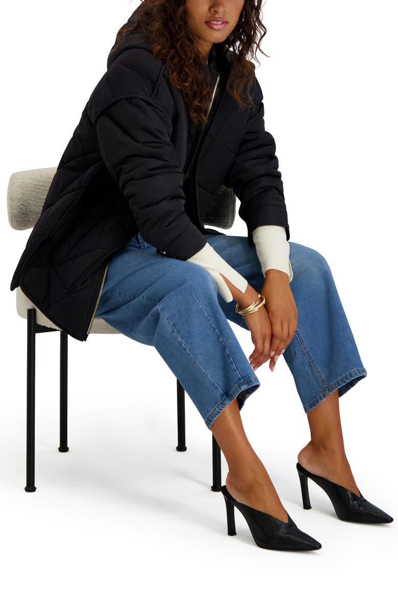 Kensie Water Repellent Diamond Quilted Jacket, Alternate, color, Black