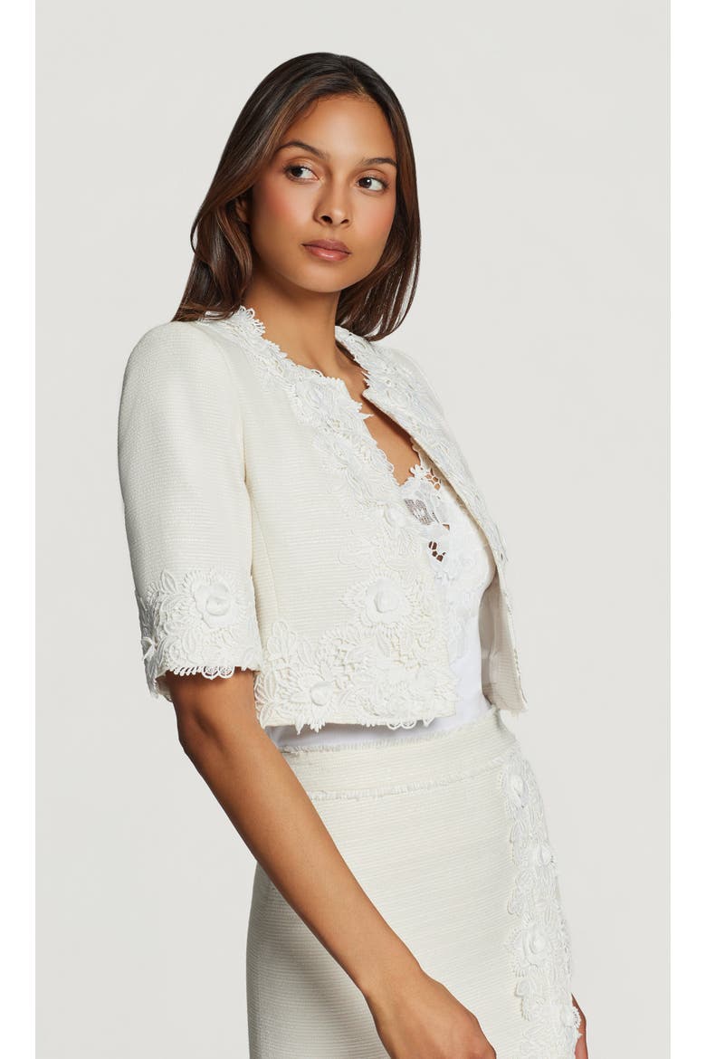 Nicco Lace Combo Tweed Jacket, Alternate, color, Cream