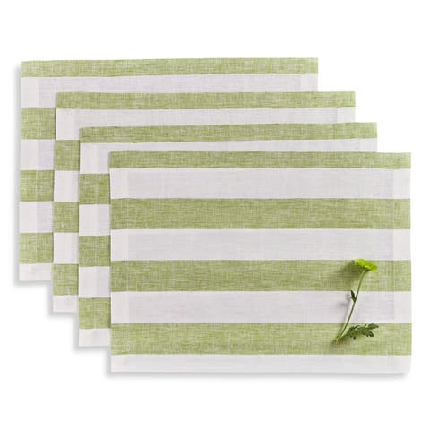 Linen Placemats Set of 4, 14 x 19" - Cabana Stripe
